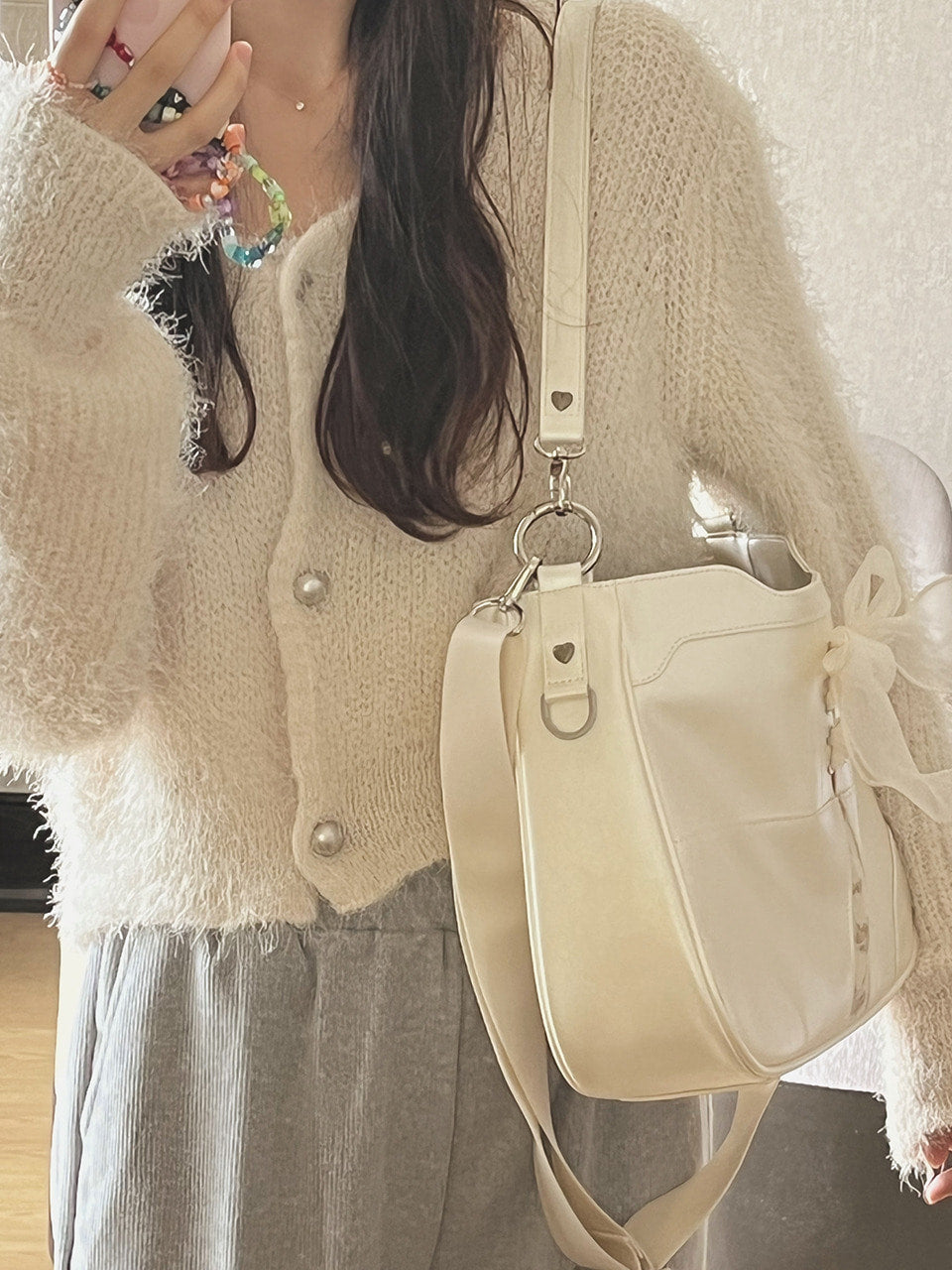 Ovuni Bustier Ribbon Bag - Ivory