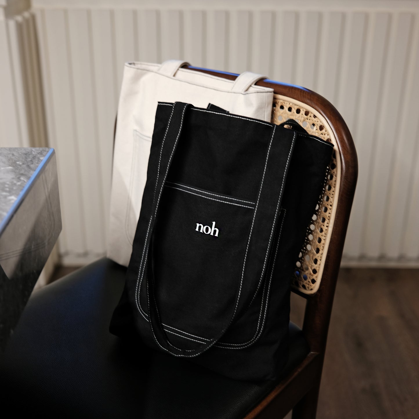 NOH Stitch book bag (Black/Ivory)
