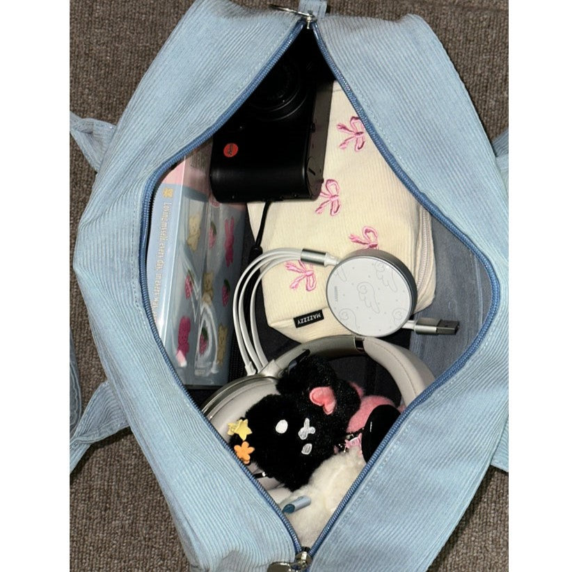 Mazzzzy Corduroy signature Bostonbag_Cotton Blue
