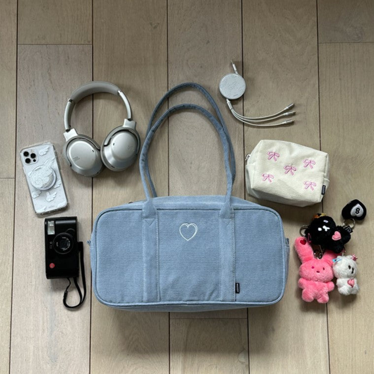 Mazzzzy Corduroy signature Bostonbag_Cotton Blue