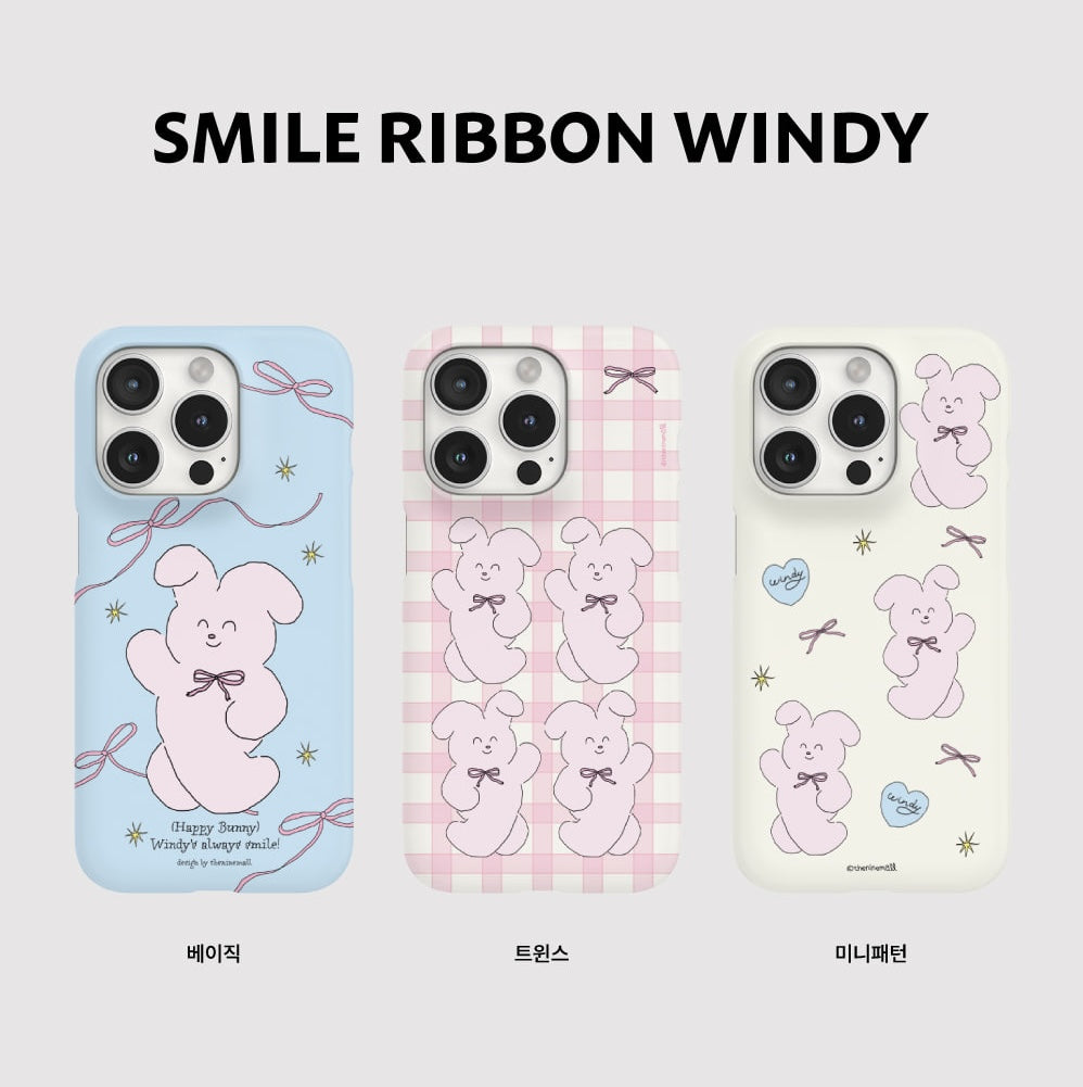 Smile Ribbon Windy Phone Case (Hard/Card Storage)