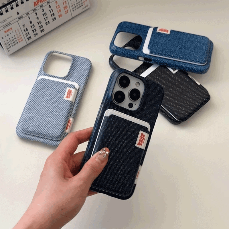 【Set】Denim Color Label (Magsafe Hard) + Card Slot