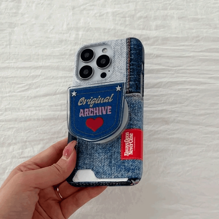 【Set】Vintage Denim Patch Label (Magsafe Card Storage) + Magsafe Tok