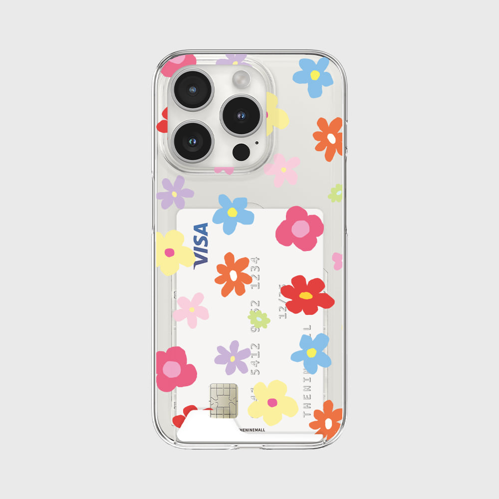 Doodle Flower Pattern Phone Case (Clear/Tank Clear/Clear Card Storage)