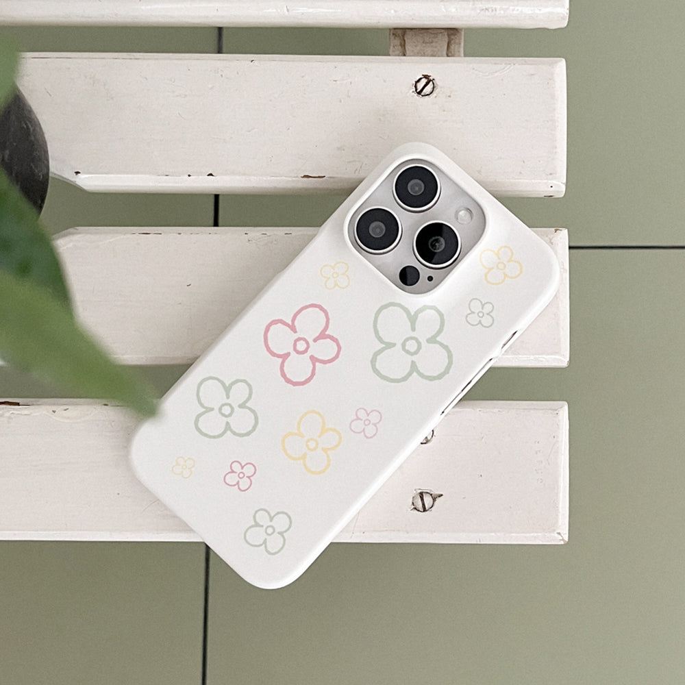 Flower Doodle Pattern Phone Case (Hard/Card Storage) (2色)