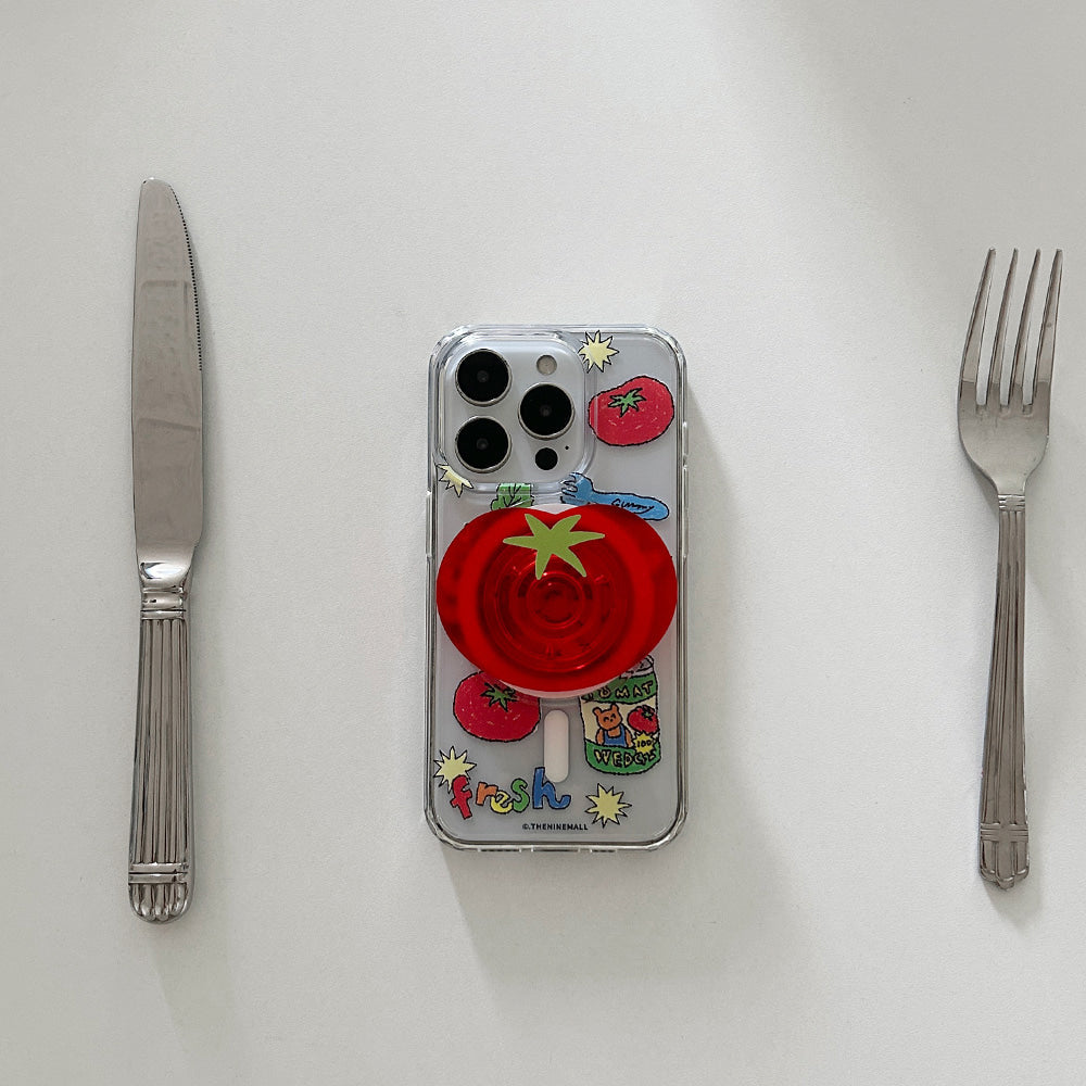 【Set】Tomato Drawing Pattern (Magsafe Jelly Hard) + Magsafe Tok