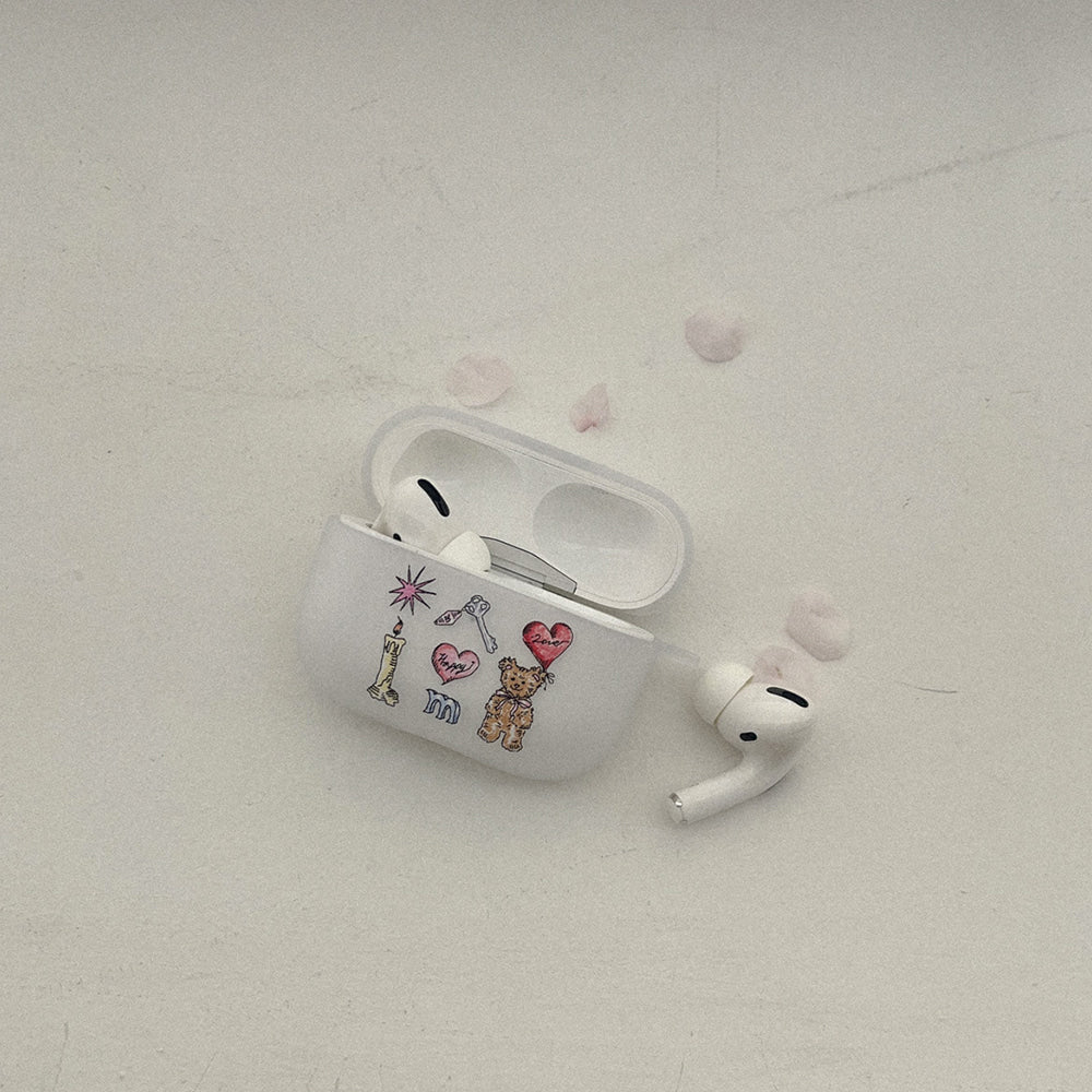 Mademoment Vintage Drawing Pattern Airpods Case (半透明殼)