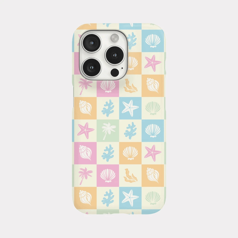 Sea Checkerboard Phone Case (Hard/Card Storage)