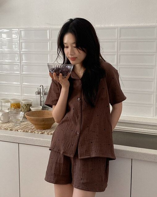 Juuneedu Cherry Cotton Short Sleeves Pajamas (3色) 短袖睡衣