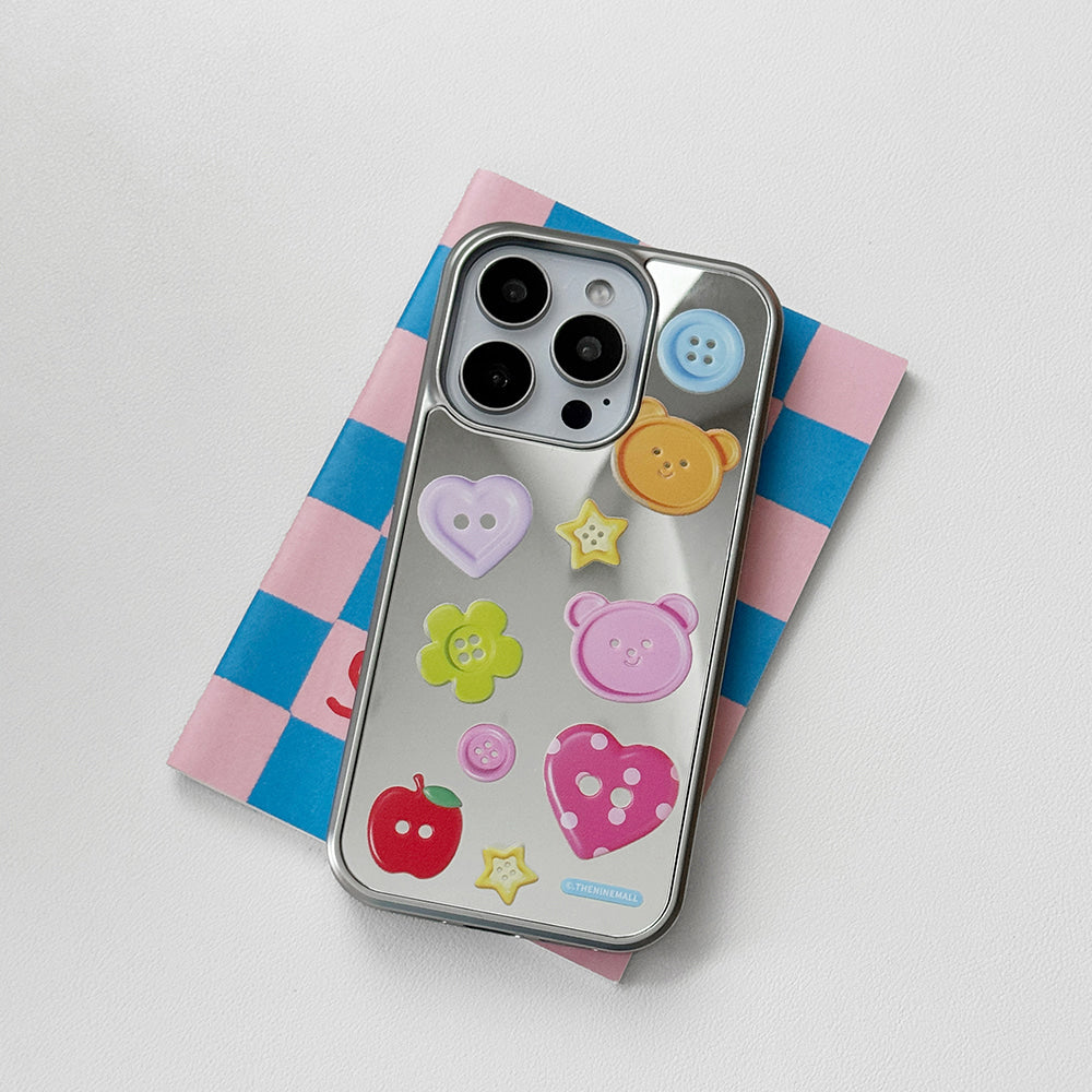 Cherished Button Pattern Phone Case (Mirror silver bumper case)