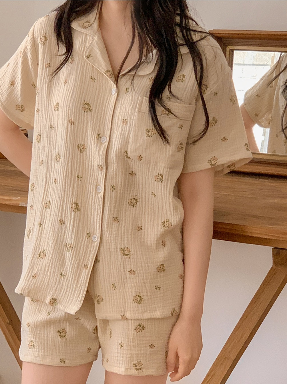 Juuneedu Melrose Cotton Short Sleeves Pajamas (2色) 短袖睡衣
