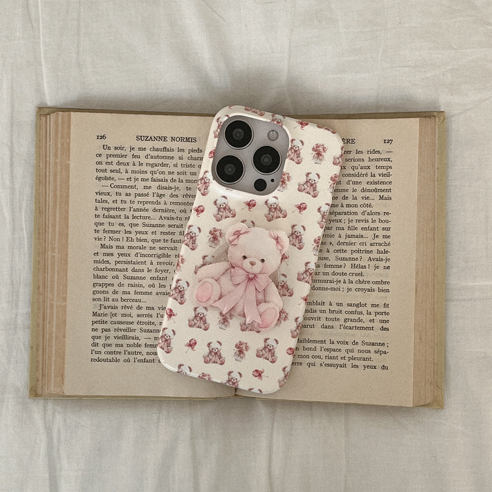 Pink Bear Phone Case (Hard/Card Storage)