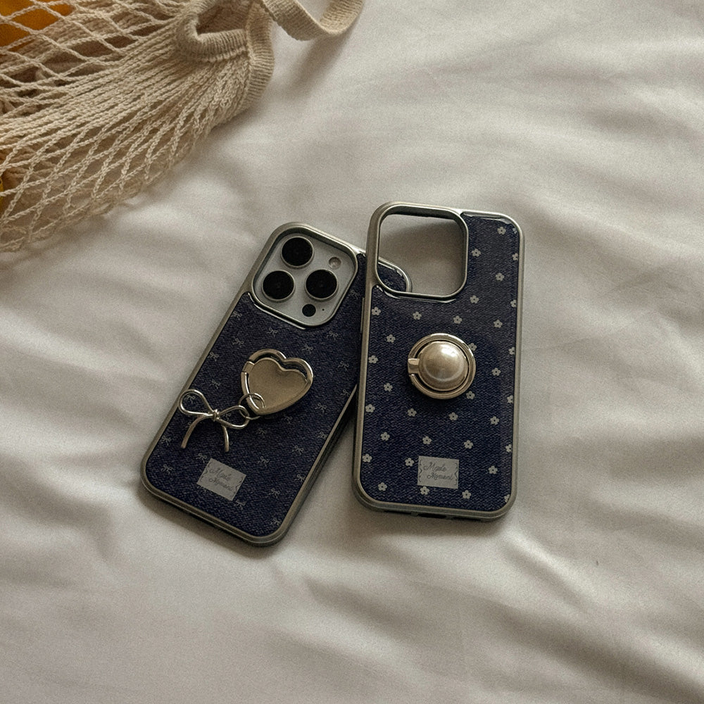 Denim Bloom Phone Case (Silver bumper case)