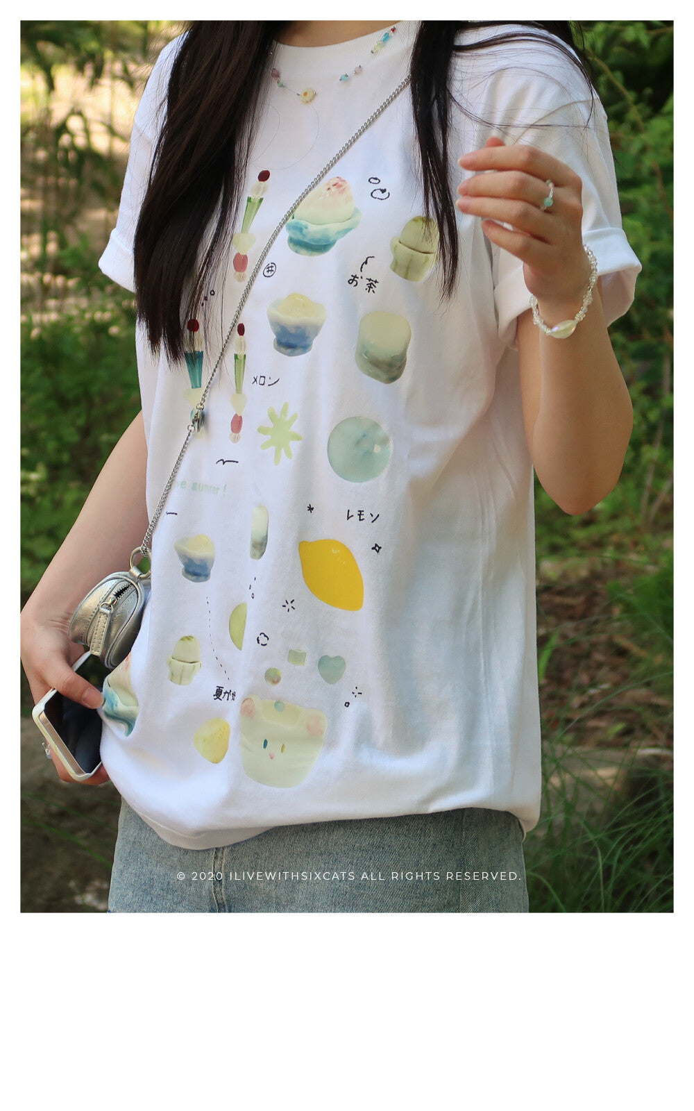 i live with six cats Let's Draw Summer! 🎨 T-Shirt 短袖Tee
