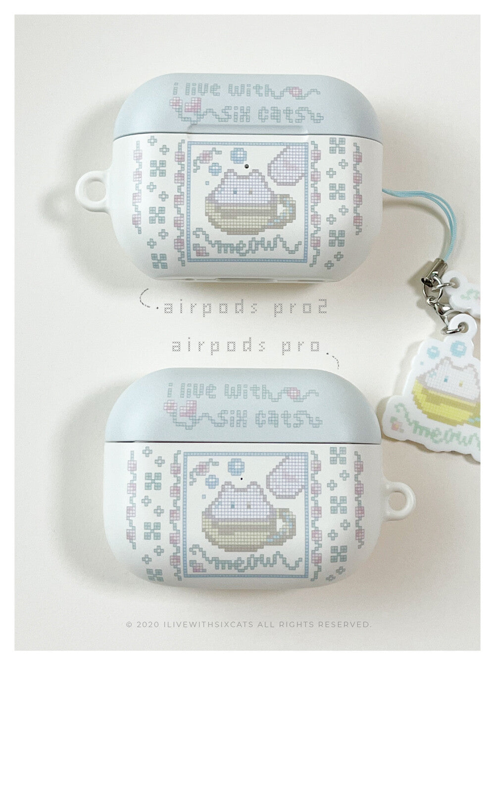 I live with six cats meow teahouse Airpods Case
