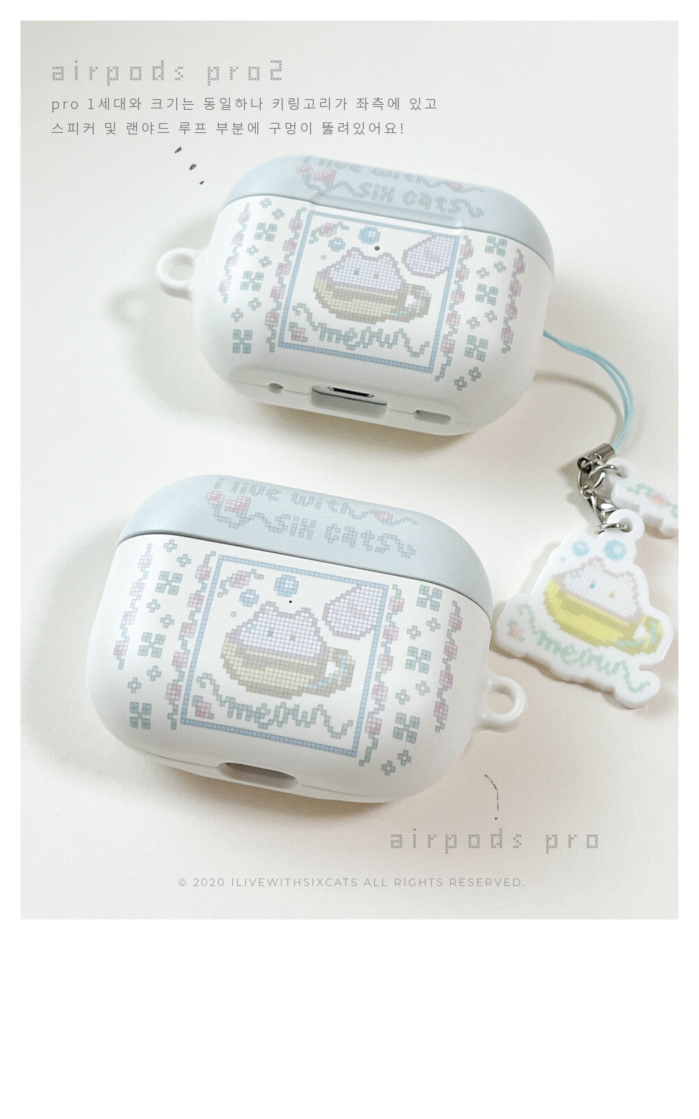 I live with six cats meow teahouse Airpods Case