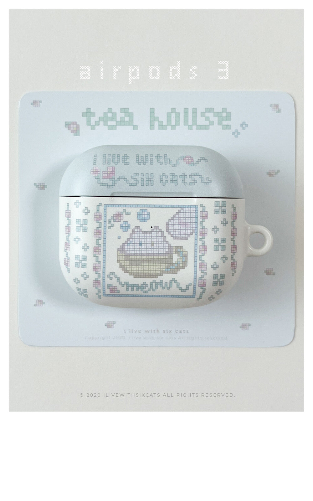 I live with six cats meow teahouse Airpods Case