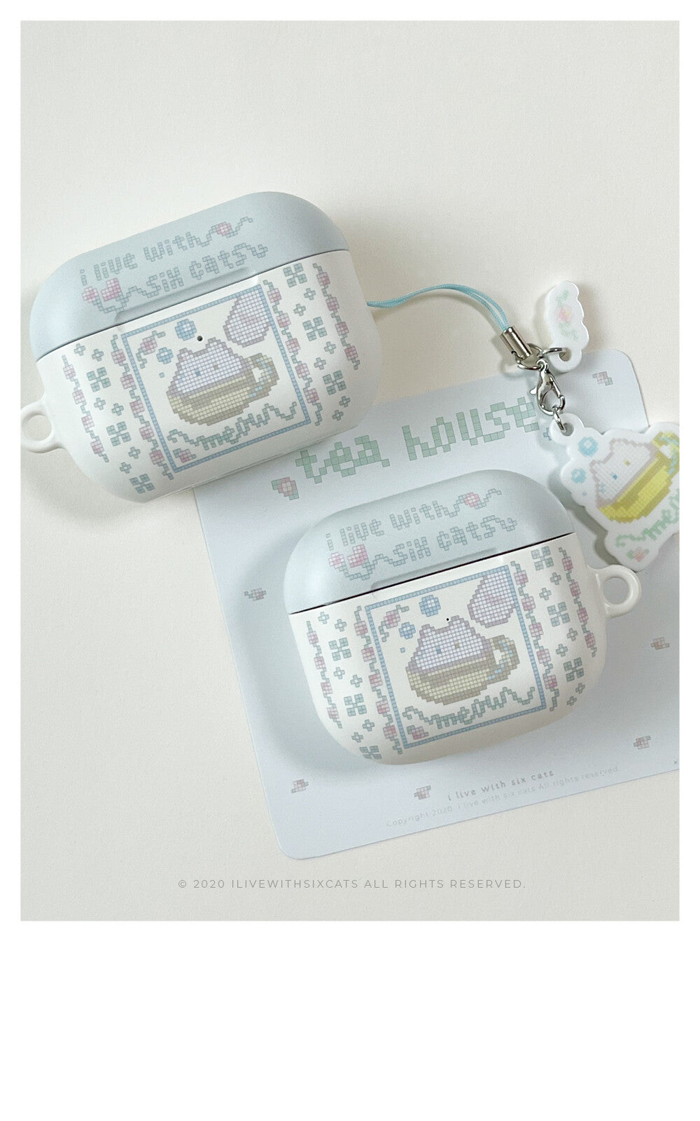 I live with six cats meow teahouse Airpods Case