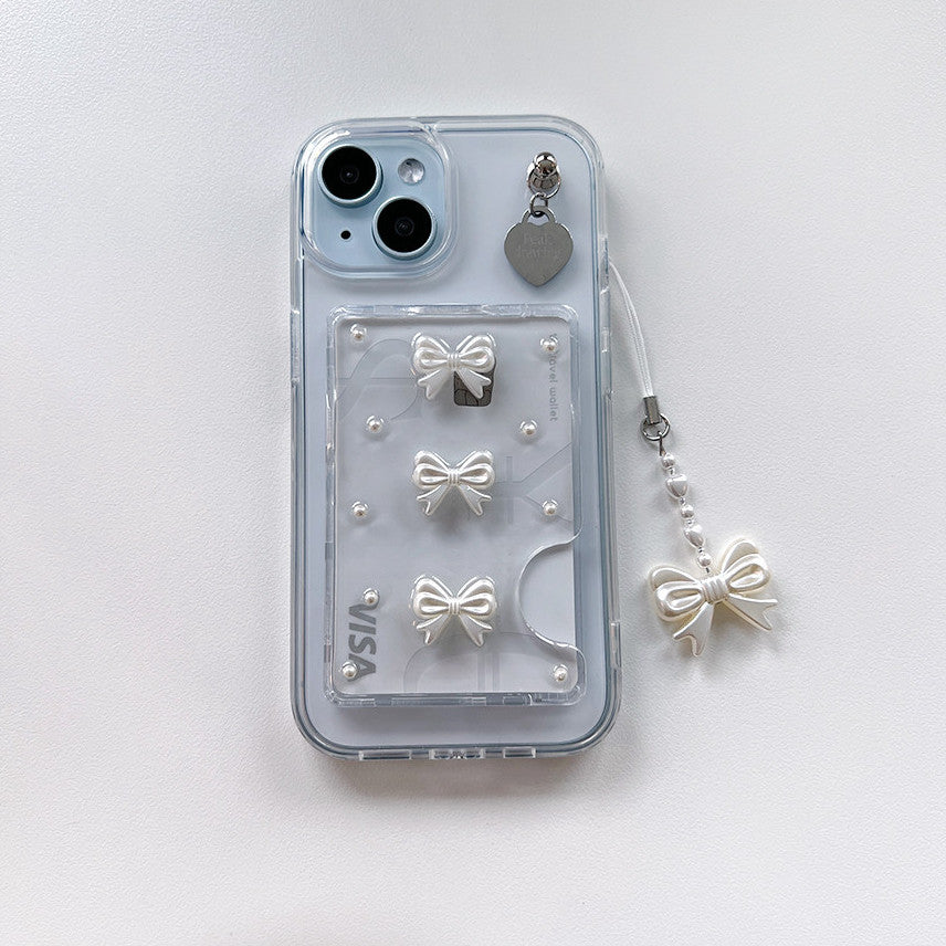 Peakdrawing Mini lovely ribbon card slot jelly hard case set