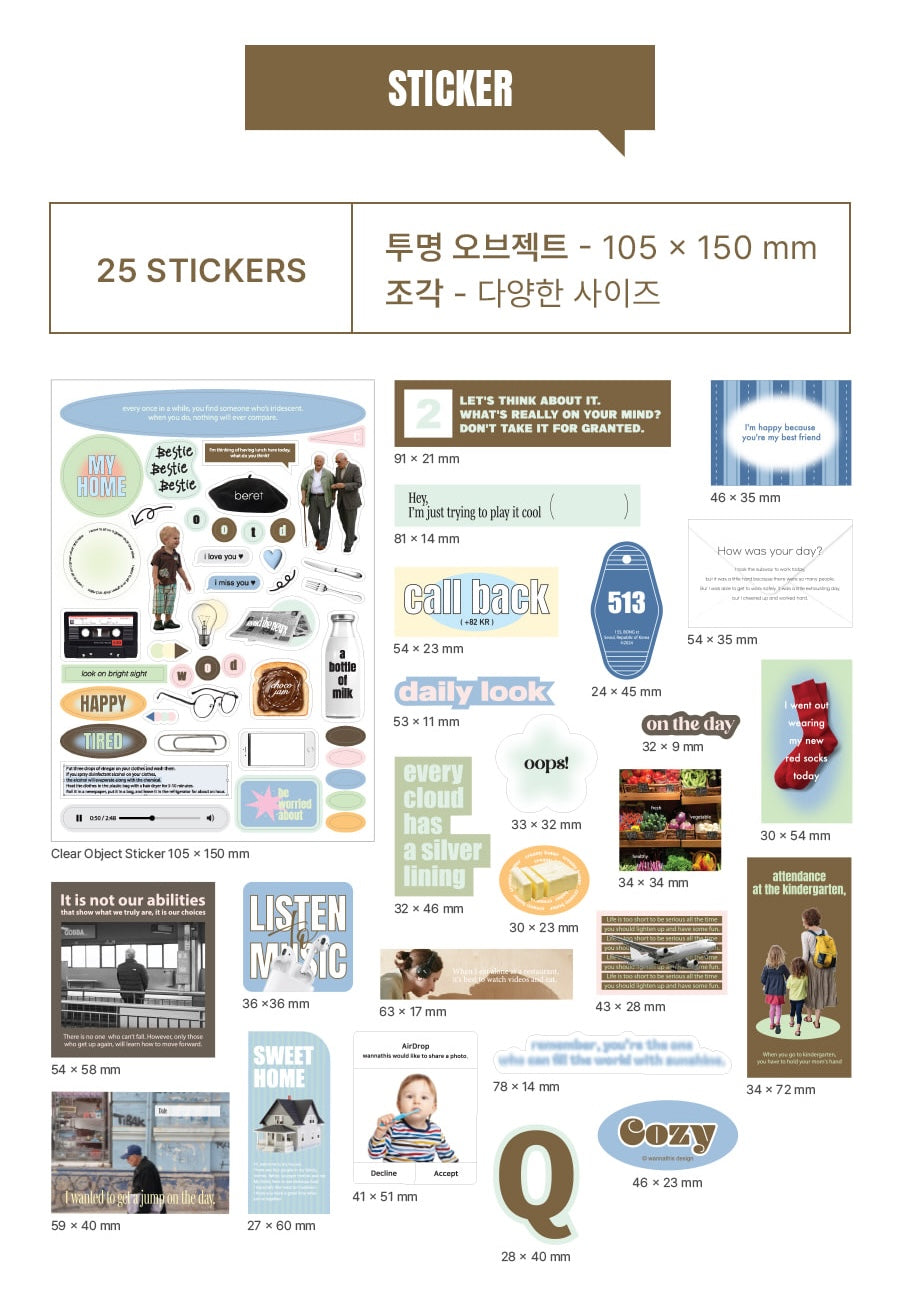 Wannathis Piece of Daily Postcard Sticker Pack (41P)