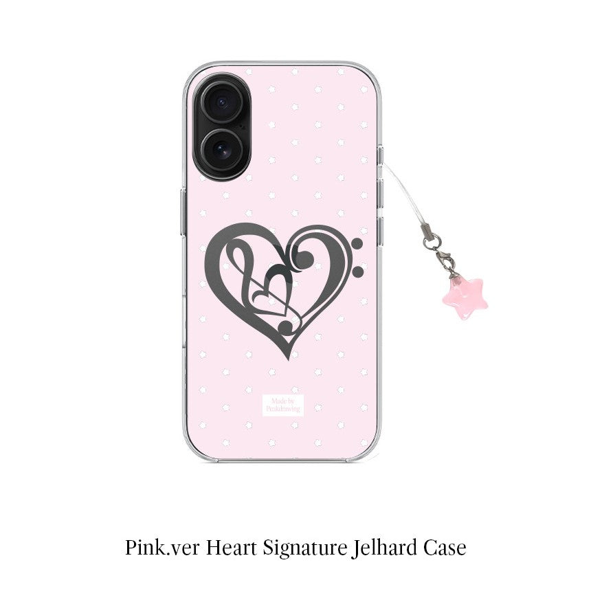 Peakdrawing Pink heart signature jelly hard case