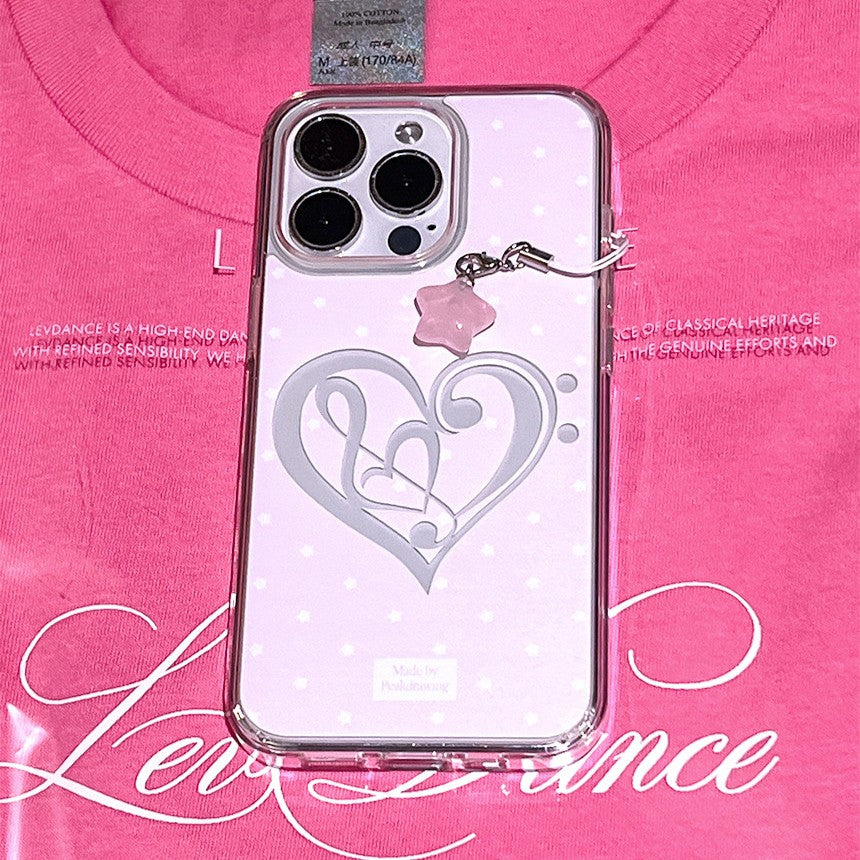 Peakdrawing Pink heart signature jelly hard case