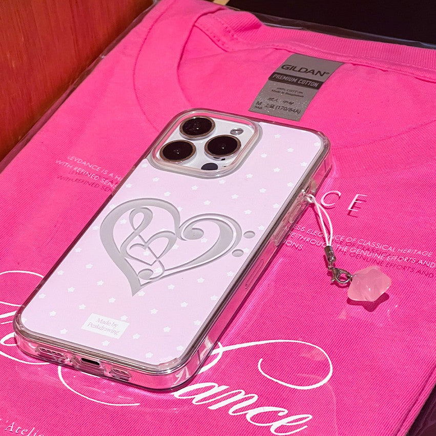 Peakdrawing Pink heart signature jelly hard case