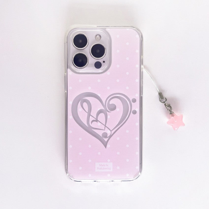 Peakdrawing Pink heart signature jelly hard case