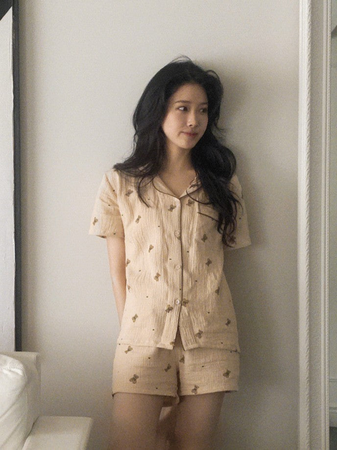 Juuneedu Mandy Bear Cotton Short Sleeves Pajamas (3色) 短袖睡衣