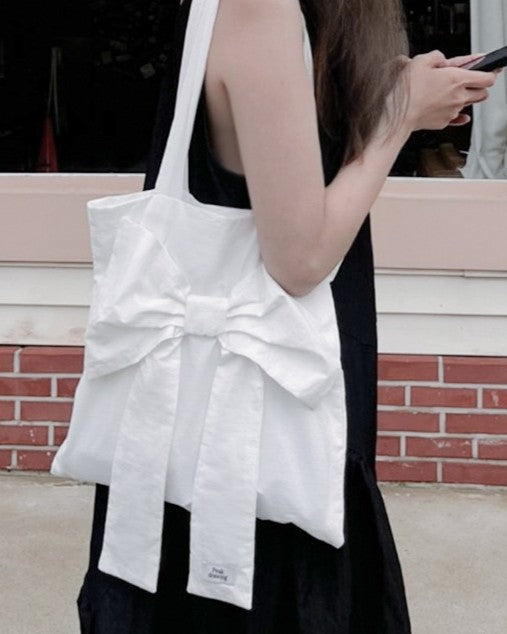 Peakdrawing White Big Bow Bag