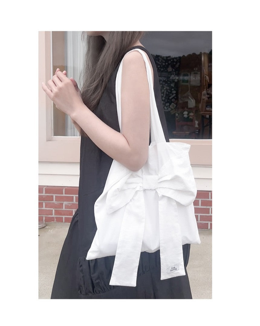 Peakdrawing White Big Bow Bag