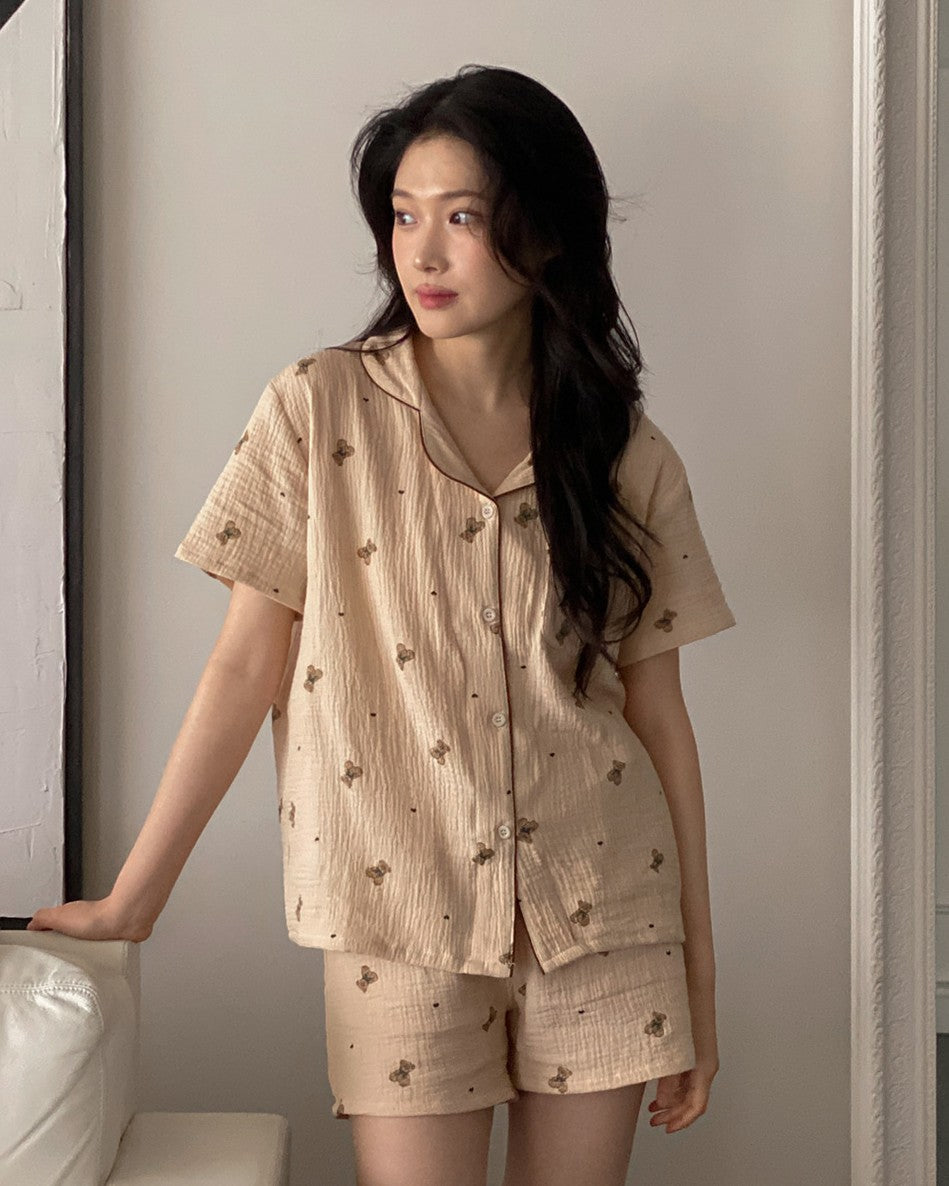 Juuneedu Mandy Bear Cotton Short Sleeves Pajamas (3色) 短袖睡衣