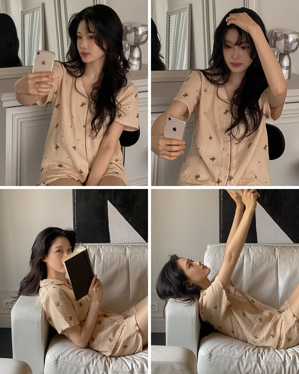 Juuneedu Mandy Bear Cotton Short Sleeves Pajamas (3色) 短袖睡衣