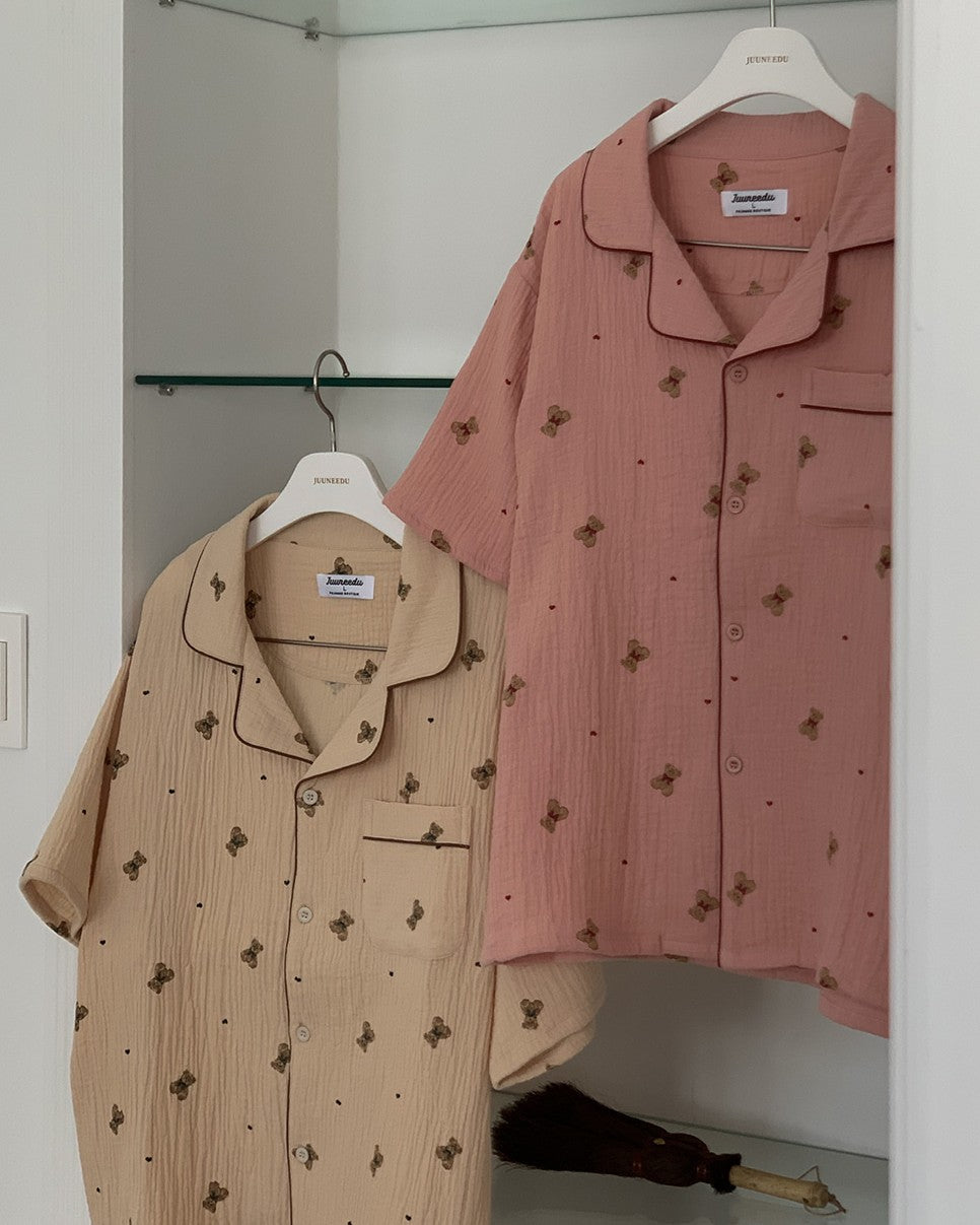 Juuneedu Mandy Bear Cotton Short Sleeves Pajamas (3色) 短袖睡衣