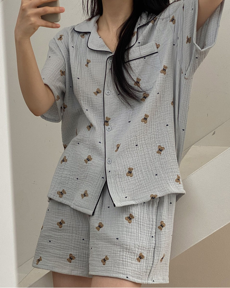 Juuneedu Mandy Bear Cotton Short Sleeves Pajamas (3色) 短袖睡衣