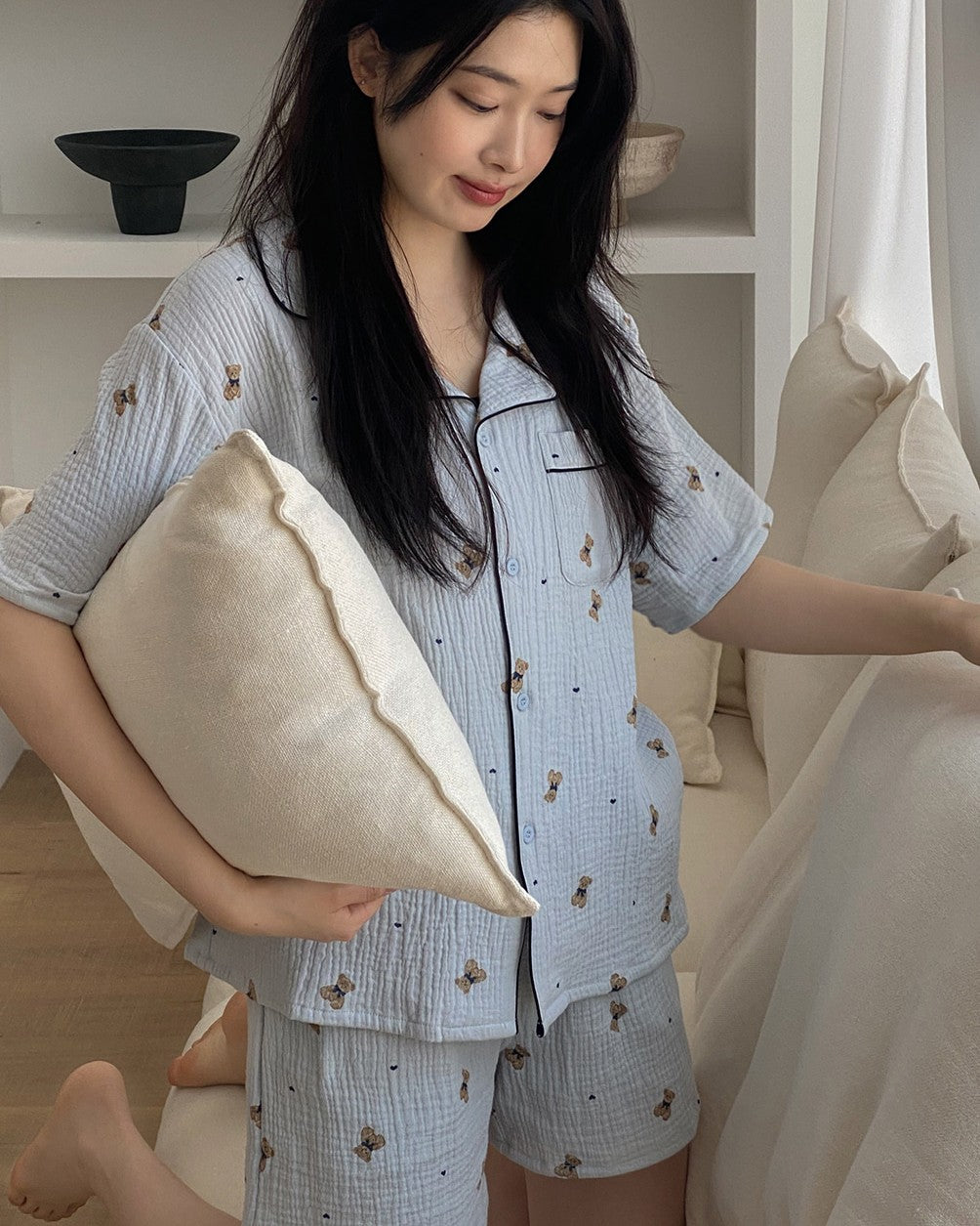 Juuneedu Mandy Bear Cotton Short Sleeves Pajamas (3色) 短袖睡衣