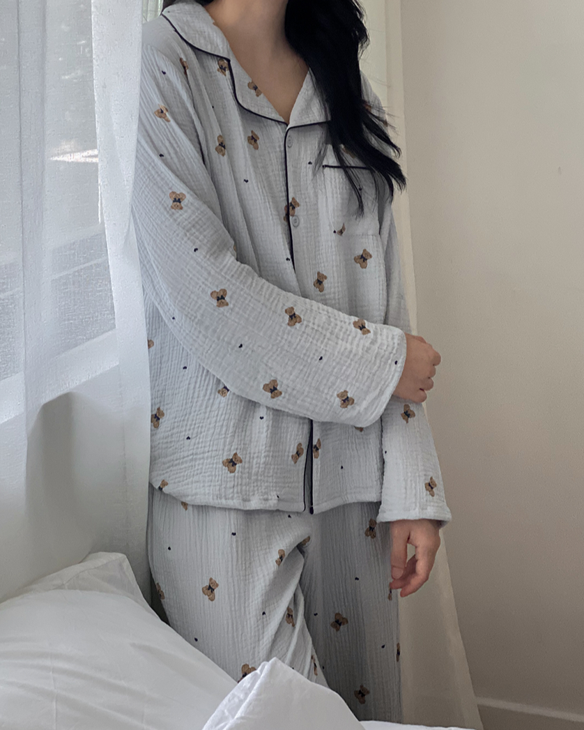 Juuneedu Mandy Bear Long Sleeves Pajamas (3色) 長袖睡衣