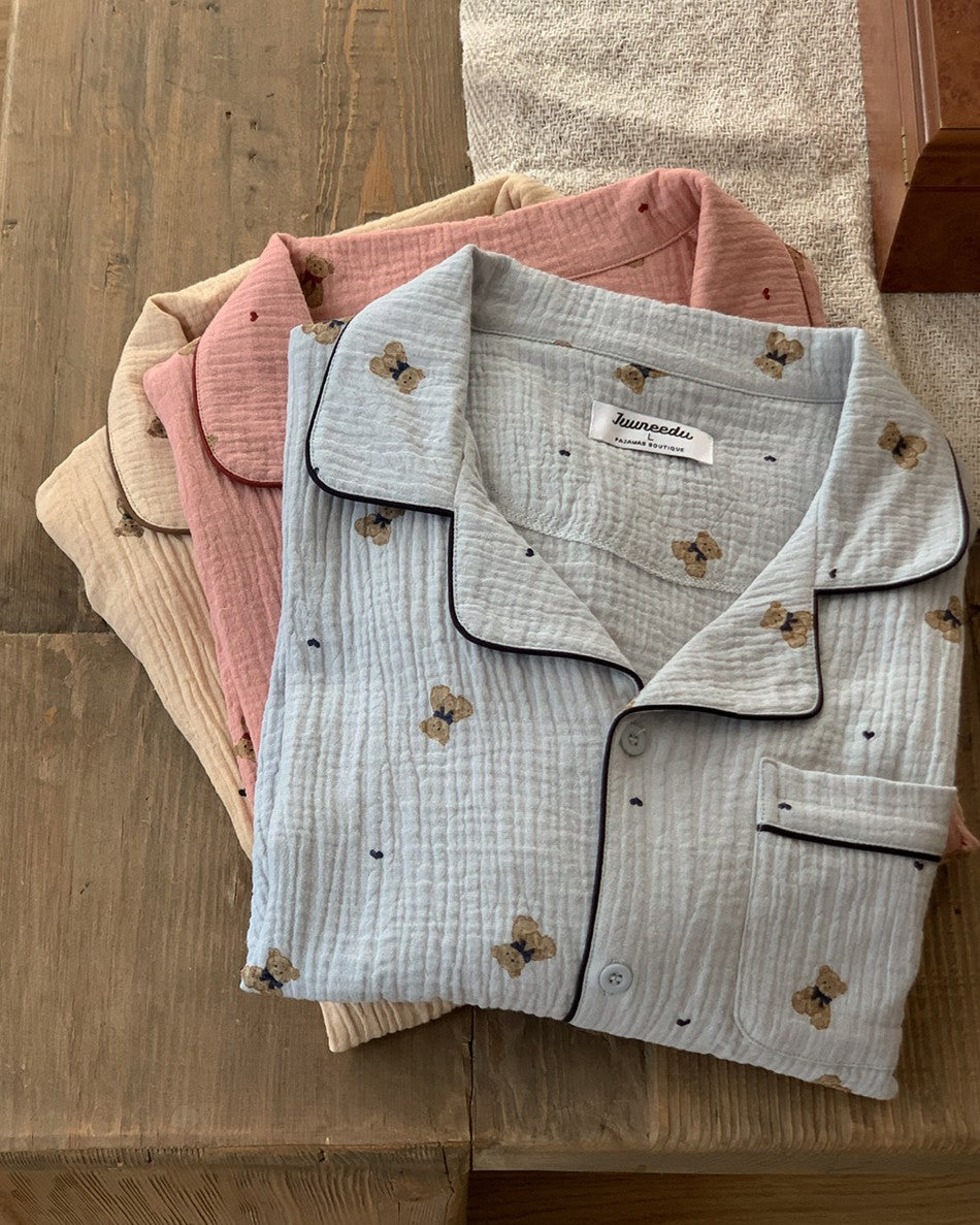 Juuneedu Mandy Bear Cotton Short Sleeves Pajamas (3色) 短袖睡衣