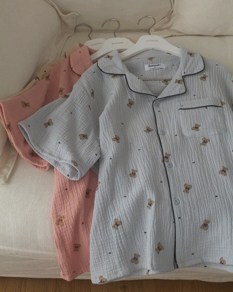 Juuneedu Mandy Bear Cotton Short Sleeves Pajamas (3色) 短袖睡衣