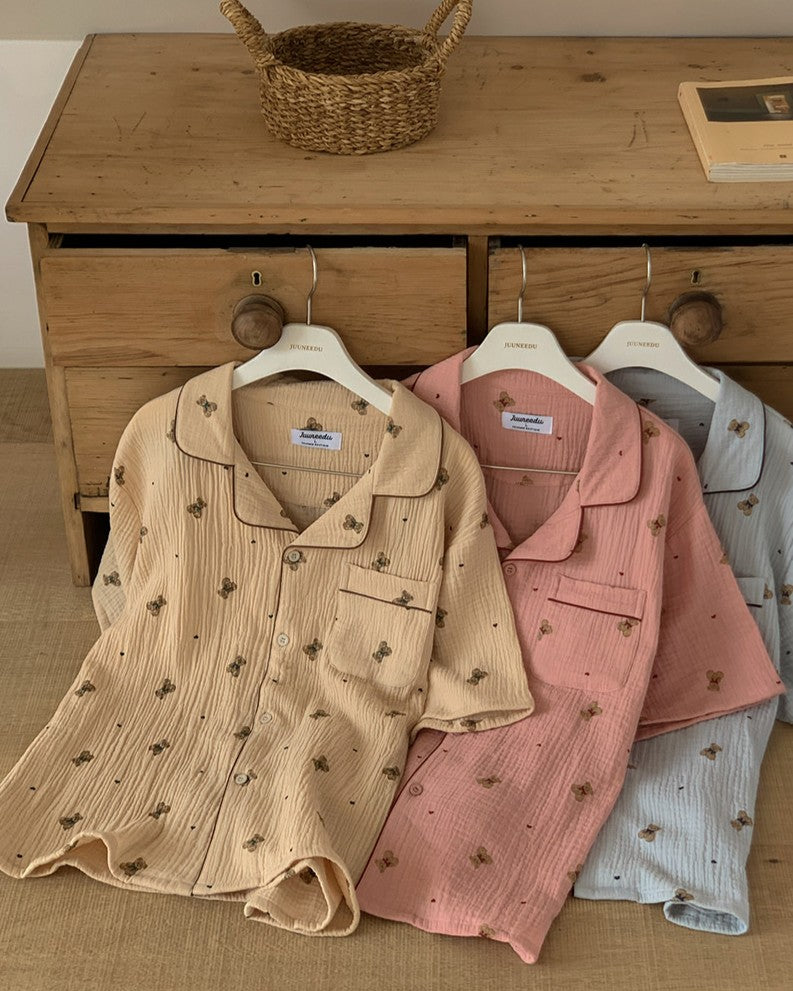 Juuneedu Mandy Bear Cotton Short Sleeves Pajamas (3色) 短袖睡衣