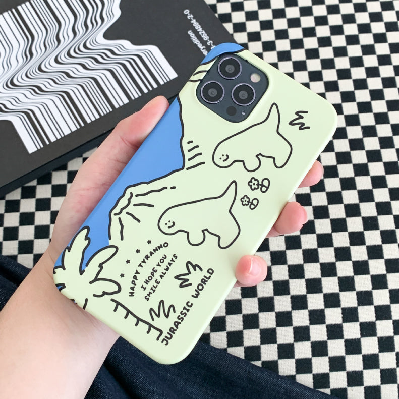 Green Happy Tyranno Phone Case (Hard 普通硬殼)