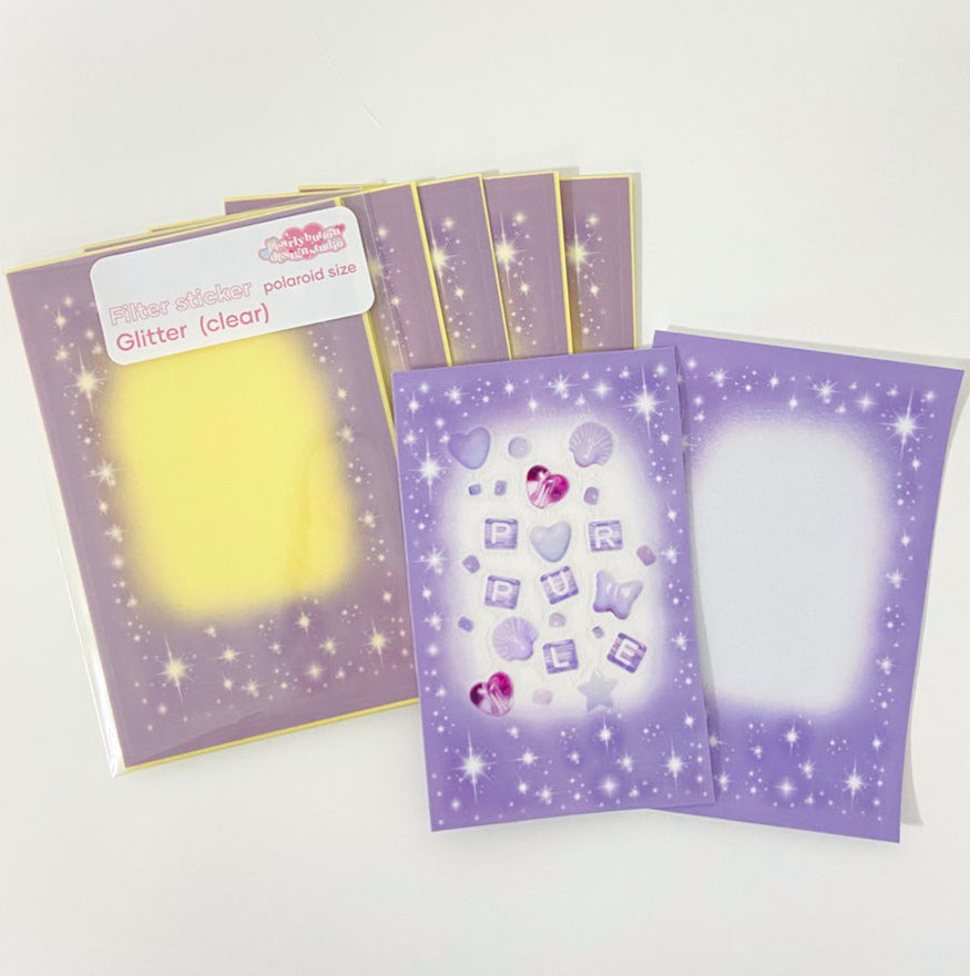Pearly Button Filter Sticker (Glitter Clear Polaroid) (4張set)