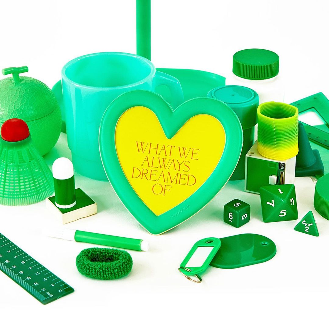 Thence Magnet Stand Photo Frame_Heart_Blue/White/Green