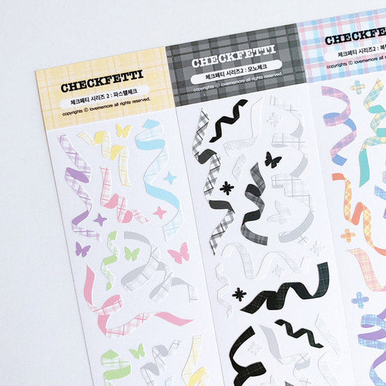 Love Me More Checked Party Sticker (3色)