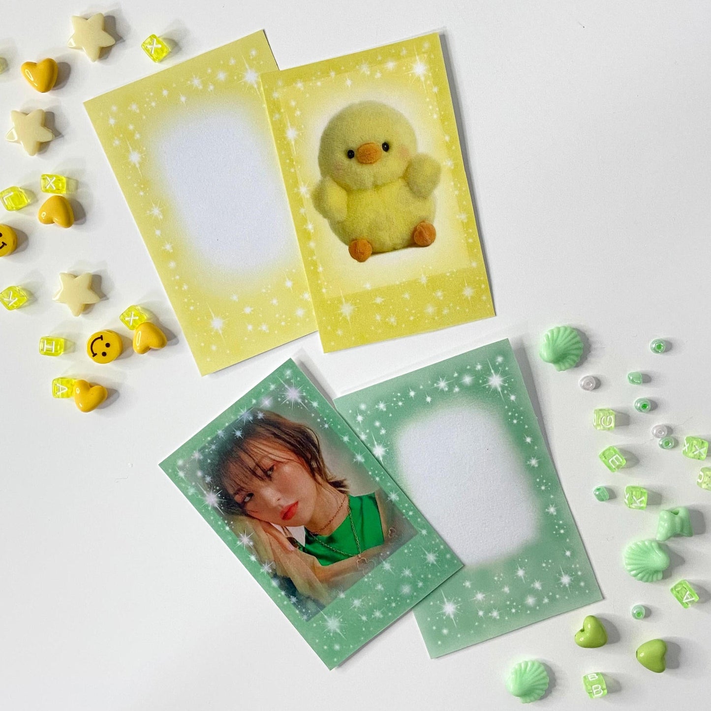 Pearly Button Filter Sticker (Glitter Clear Polaroid) (4張set)
