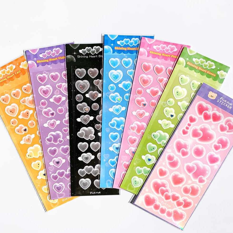 Pinkrue Shining Heart Sticker Set (6色)