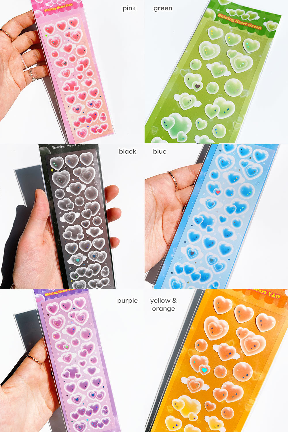 Pinkrue Shining Heart Sticker Set (6色)