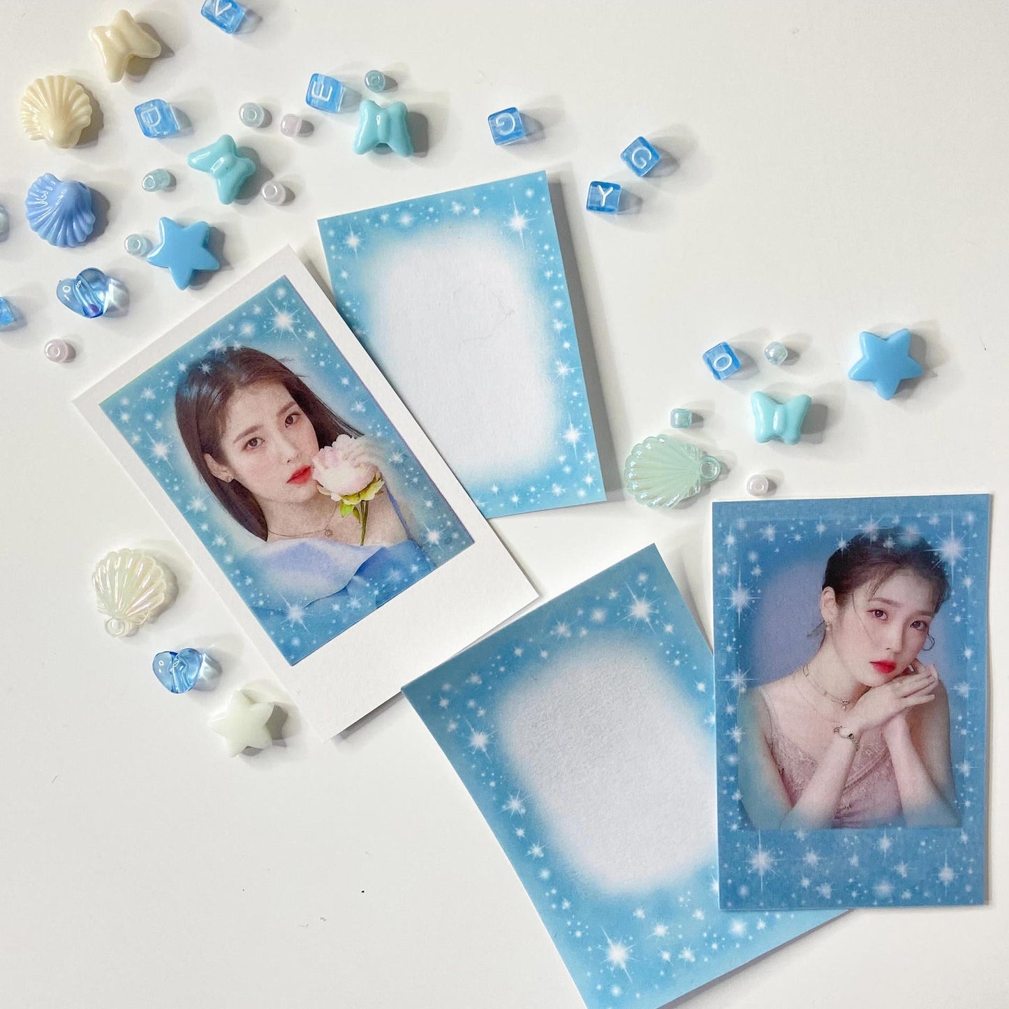 Pearly Button Filter Sticker (Glitter Clear Polaroid) (4張set)
