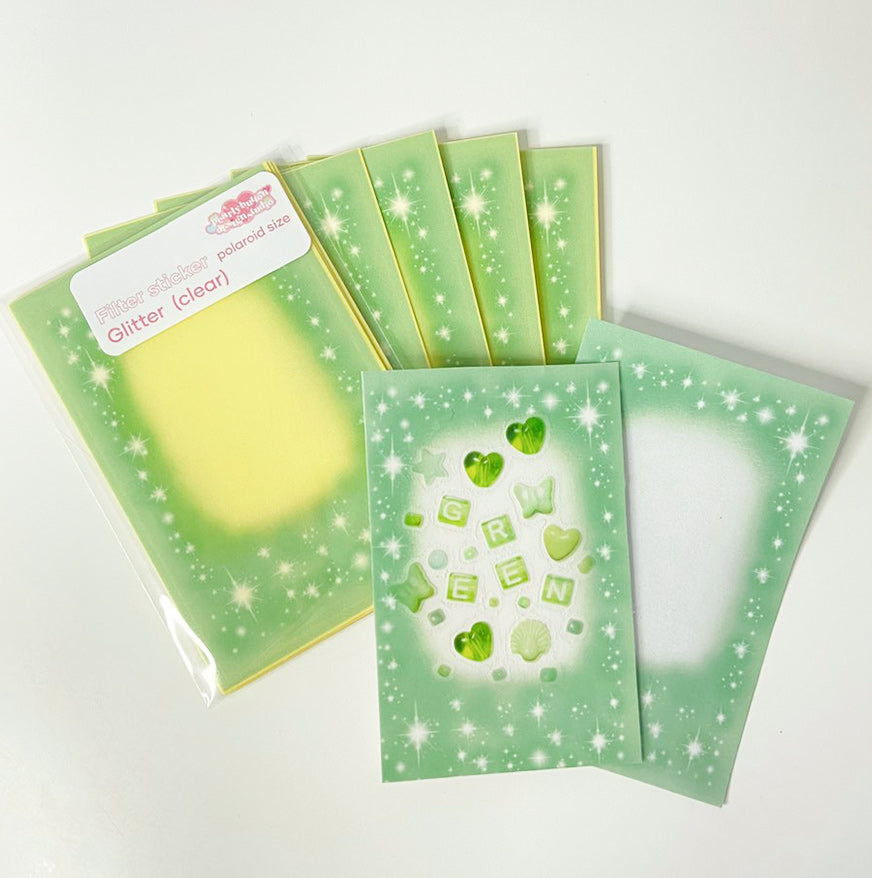 Pearly Button Filter Sticker (Glitter Clear Polaroid) (4張set)