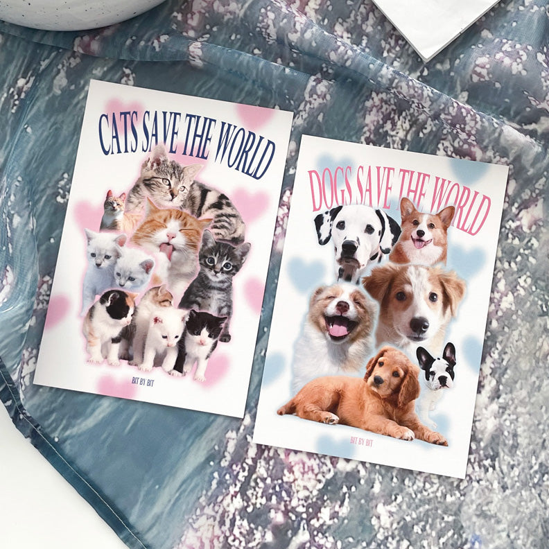 Bit by bit Cats/Dogs Postcard